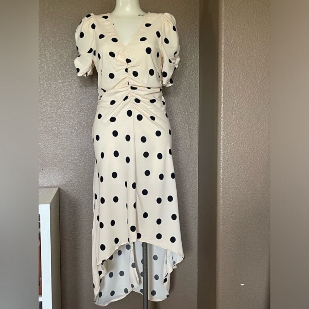 A New Day NWT
Women's Crepe Short Sleeve
Midi Color: Cream with Black Polka Dots - Picture 5 of 11